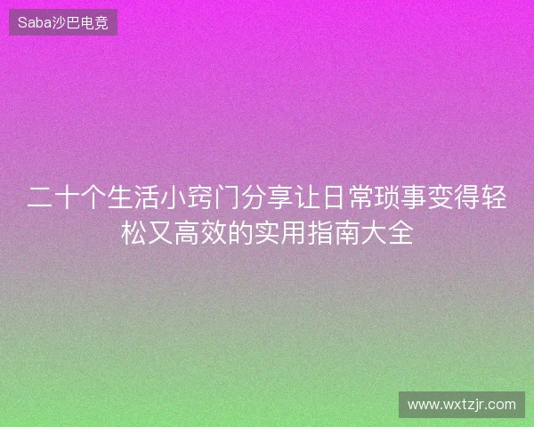 二十个生活小窍门分享让日常琐事变得轻松又高效的实用指南大全 二十个生活小窍门分享让日常琐事变得轻松又高效的实用指南大全