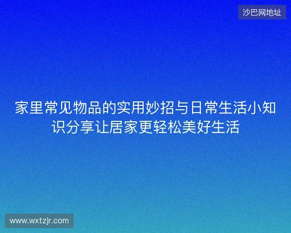家里常见物品的实用妙招与日常生活小知识分享让居家更轻松美好生活 家里常见物品的实用妙招与日常生活小知识分享让居家更轻松美好生活